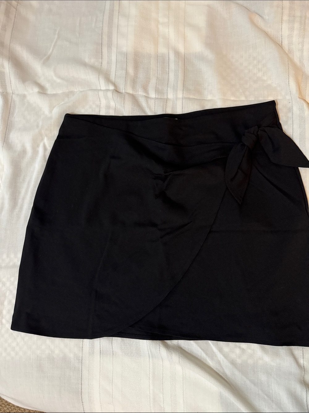 LOFT Black Mini Wrap Skirt with Side Tie